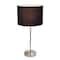 Simple Designs 23" Brushed Nickel Stick Lamp with Black Fabric Shade
